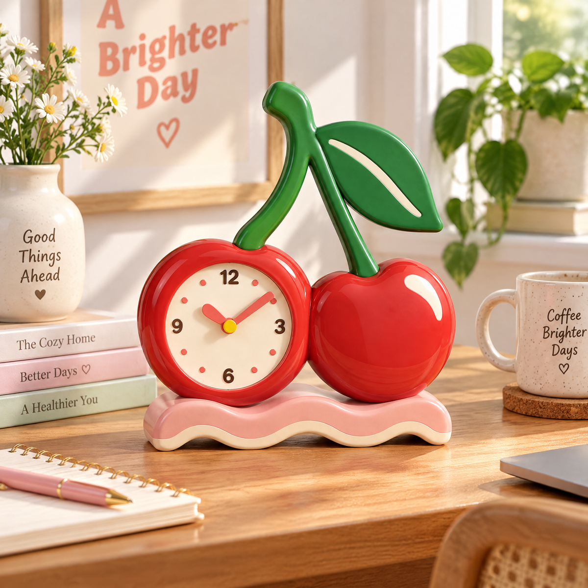 Nuvqarelisse Cherry Duo Table Clock, view 2