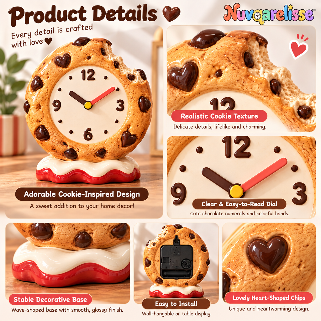 Nuvqarelisse Chocolate Chip Cookie Table Clock, view 3