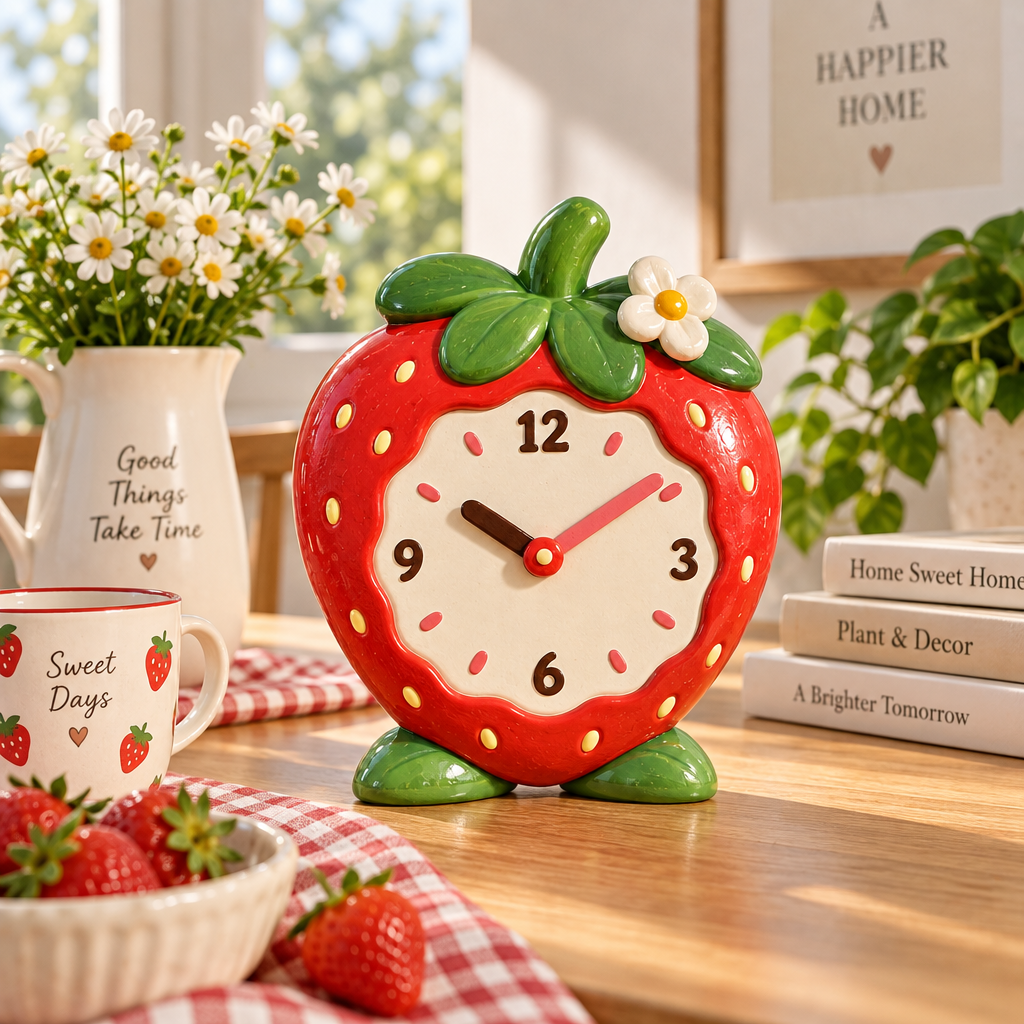 Nuvqarelisse Strawberry Blossom Table Clock, view 2
