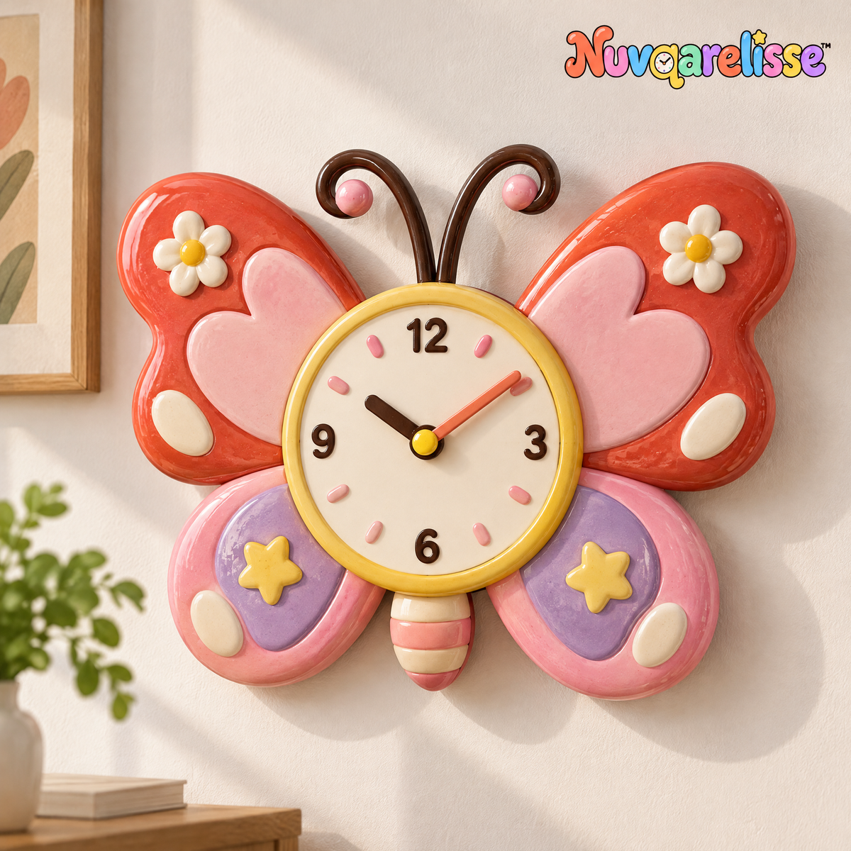 Nuvqarelisse Flower Butterfly Wall Clock, view 1