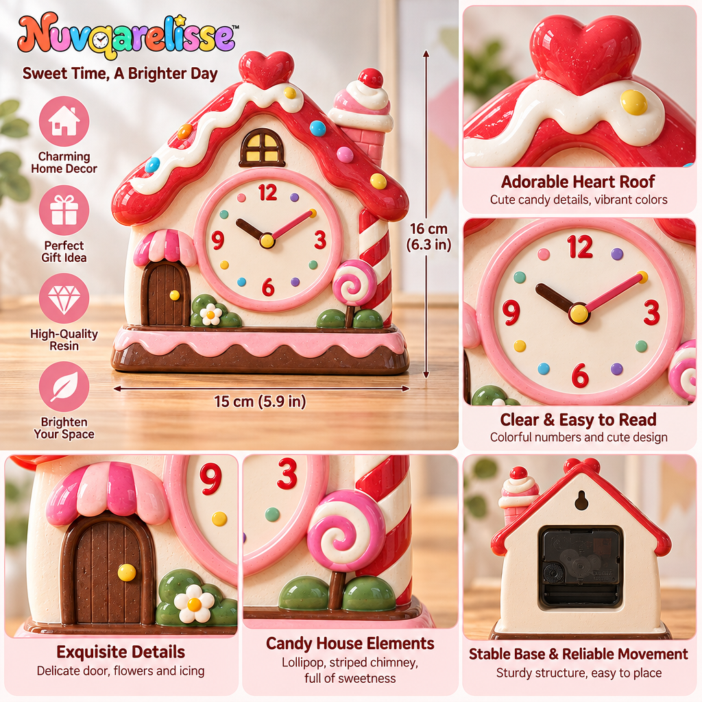 Nuvqarelisse Candy Cottage Table Clock, view 3
