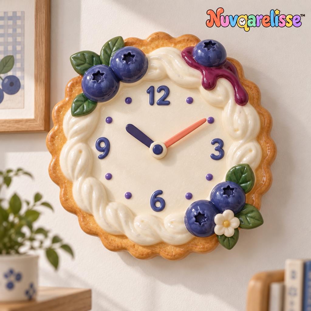 Nuvqarelisse Blueberry Cream Tart Wall Clock, view 1