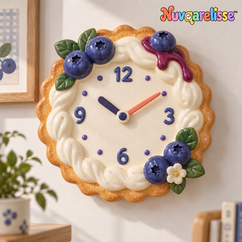 Nuvqarelisse Blueberry Cream Tart Wall Clock, view 1