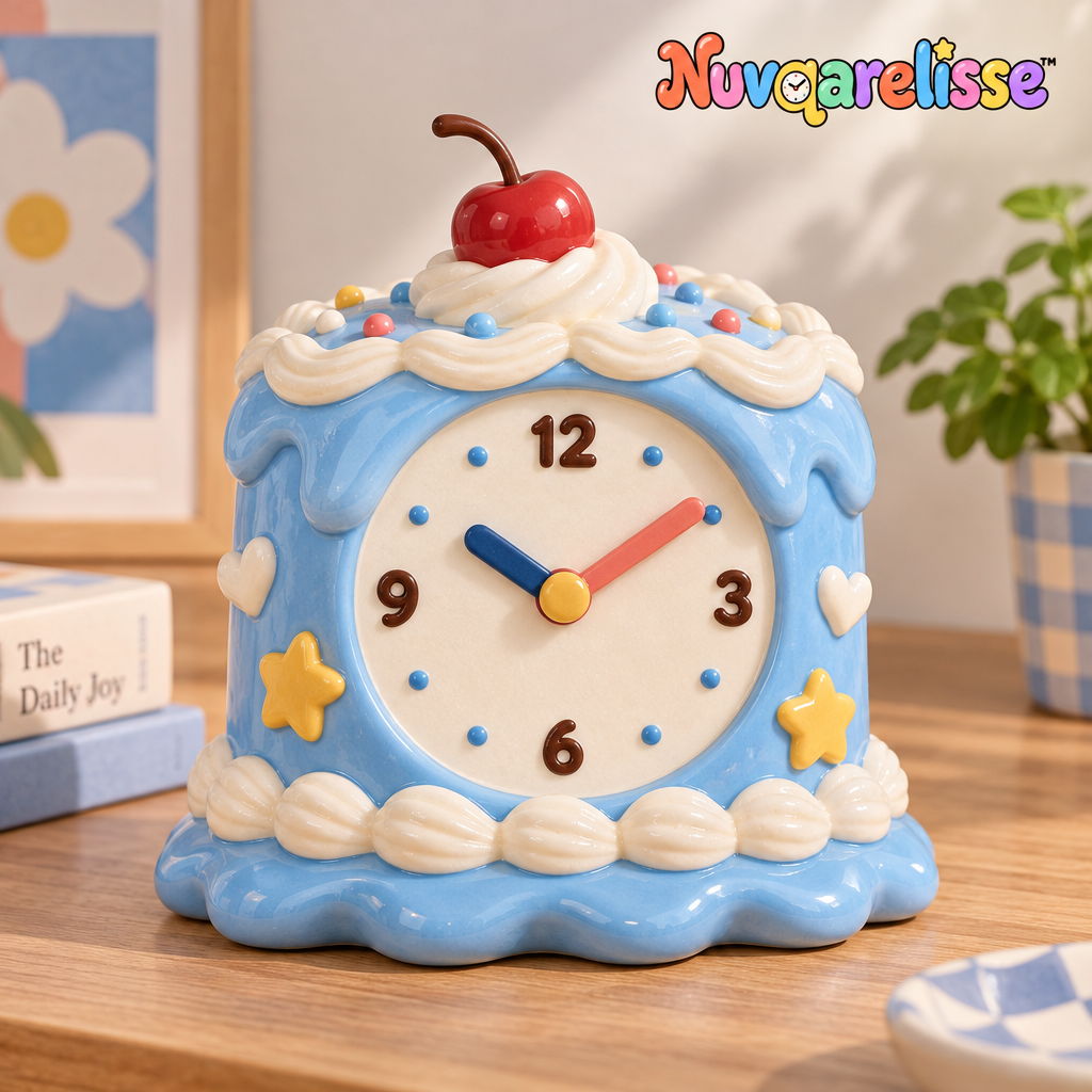 Nuvqarelisse Blue Birthday Cake Table Clock, view 1