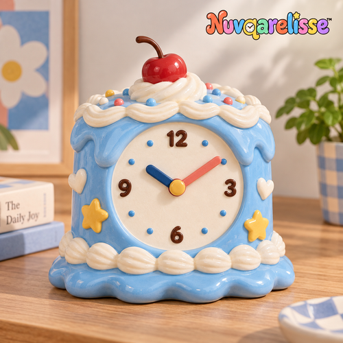Nuvqarelisse Blue Birthday Cake Table Clock, view 1