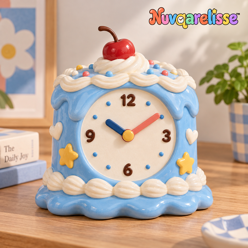 Nuvqarelisse Blue Birthday Cake Table Clock, view 1