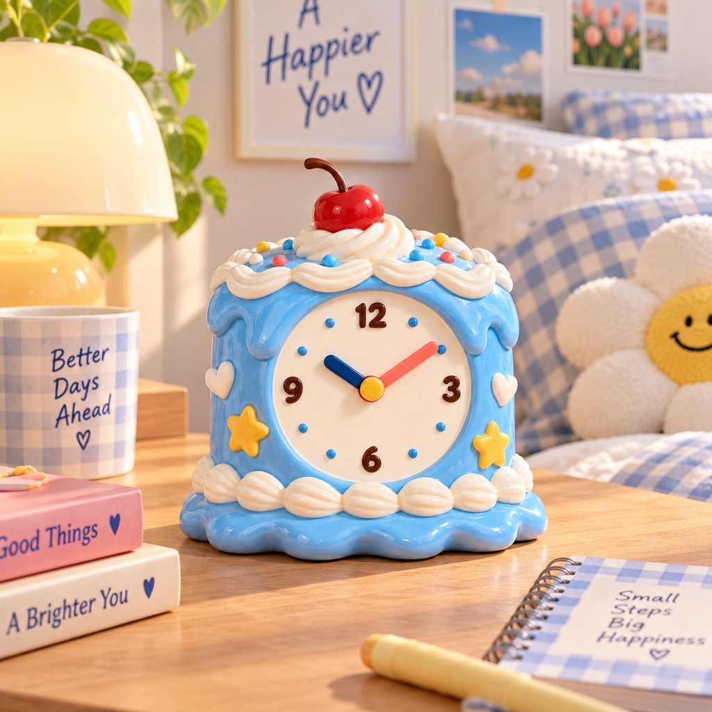 Nuvqarelisse Blue Birthday Cake Table Clock, view 2