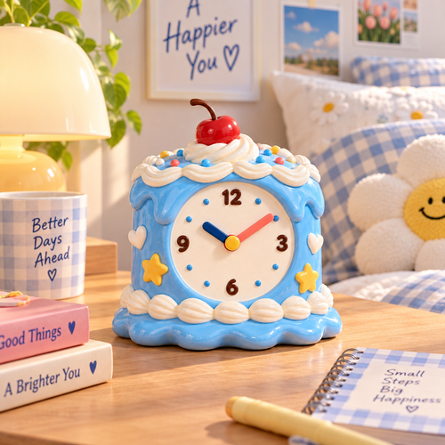 Nuvqarelisse Blue Birthday Cake Table Clock, view 2