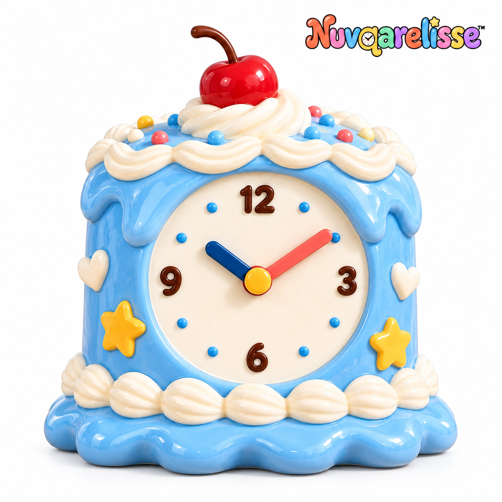 Nuvqarelisse Blue Birthday Cake Table Clock, view 4