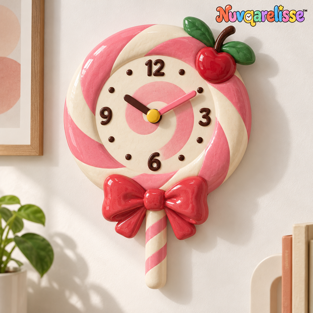 Nuvqarelisse Cherry Swirl Lollipop Wall Clock, view 1