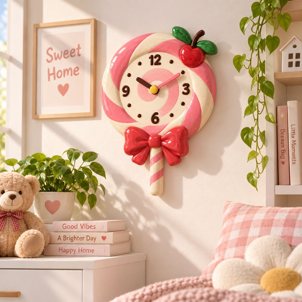 Nuvqarelisse Cherry Swirl Lollipop Wall Clock, view 2