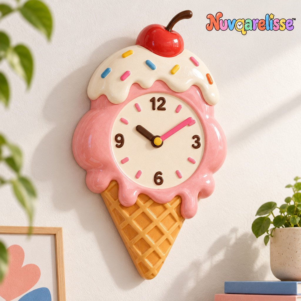 Nuvqarelisse Pink Ice Cream Cone Wall Clock, view 1