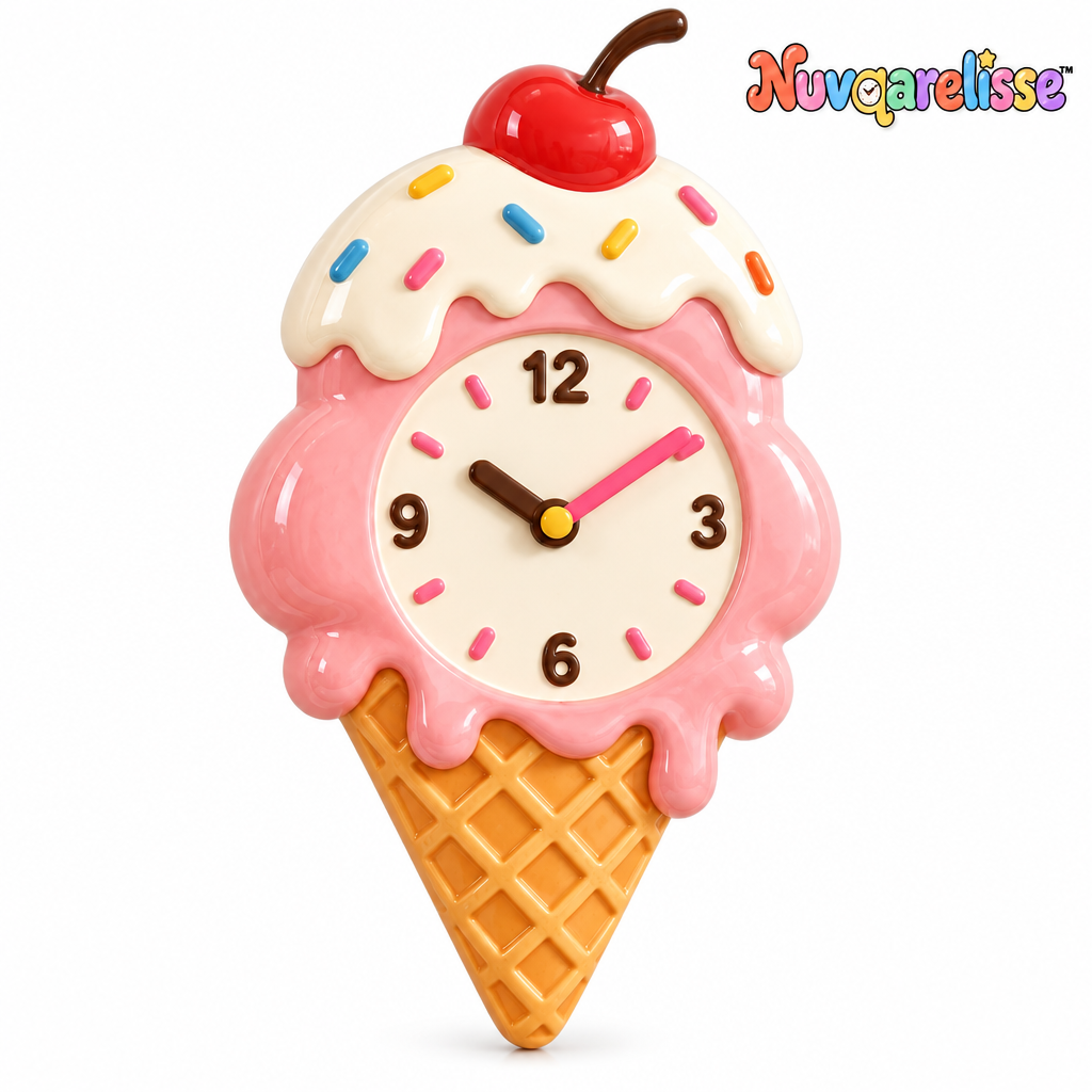 Nuvqarelisse Pink Ice Cream Cone Wall Clock, view 4
